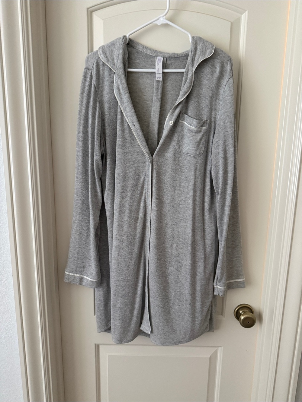 Women's Gray Hooded Sleep Shirt - Soft Lounge Top